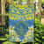 Palau Constitution Day Garden Flag Belau Seal With Frangipani Polynesian Pattern - Blue