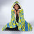 Palau Constitution Day Hooded Blanket Belau Seal With Frangipani Polynesian Pattern - Blue