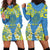 Palau Constitution Day Hoodie Dress Belau Seal With Frangipani Polynesian Pattern - Blue