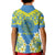 Palau Constitution Day Kid Polo Shirt Belau Seal With Frangipani Polynesian Pattern - Blue