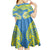 Palau Constitution Day Kid Short Sleeve Dress Belau Seal With Frangipani Polynesian Pattern - Blue