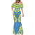 Palau Constitution Day Mermaid Dress Belau Seal With Frangipani Polynesian Pattern - Blue