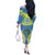 Palau Constitution Day Off The Shoulder Long Sleeve Dress Belau Seal With Frangipani Polynesian Pattern - Blue