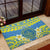 Palau Constitution Day Rubber Doormat Belau Seal With Frangipani Polynesian Pattern - Blue