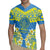 Palau Constitution Day Rugby Jersey Belau Seal With Frangipani Polynesian Pattern - Blue