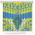 Palau Constitution Day Shower Curtain Belau Seal With Frangipani Polynesian Pattern - Blue