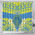 Palau Constitution Day Shower Curtain Belau Seal With Frangipani Polynesian Pattern - Blue