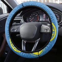 Palau Constitution Day Steering Wheel Cover Belau Seal With Frangipani Polynesian Pattern - Blue LT14 - Polynesian Pride
