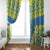 Palau Constitution Day Window Curtain Belau Seal With Frangipani Polynesian Pattern - Blue