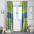 Palau Constitution Day Window Curtain Belau Seal With Frangipani Polynesian Pattern - Blue