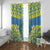 Palau Constitution Day Window Curtain Belau Seal With Frangipani Polynesian Pattern - Blue