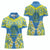 Palau Constitution Day Women Polo Shirt Belau Seal With Frangipani Polynesian Pattern - Blue