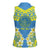 Palau Constitution Day Women Sleeveless Polo Shirt Belau Seal With Frangipani Polynesian Pattern - Blue