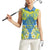 Palau Constitution Day Women Sleeveless Polo Shirt Belau Seal With Frangipani Polynesian Pattern - Blue