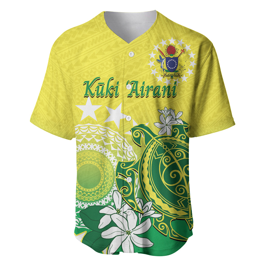 Cook Islands Independence Day Baseball Jersey Kuki Airani Tiare Maori Polynesian Pattern - Green LT14 Green - Polynesian Pride