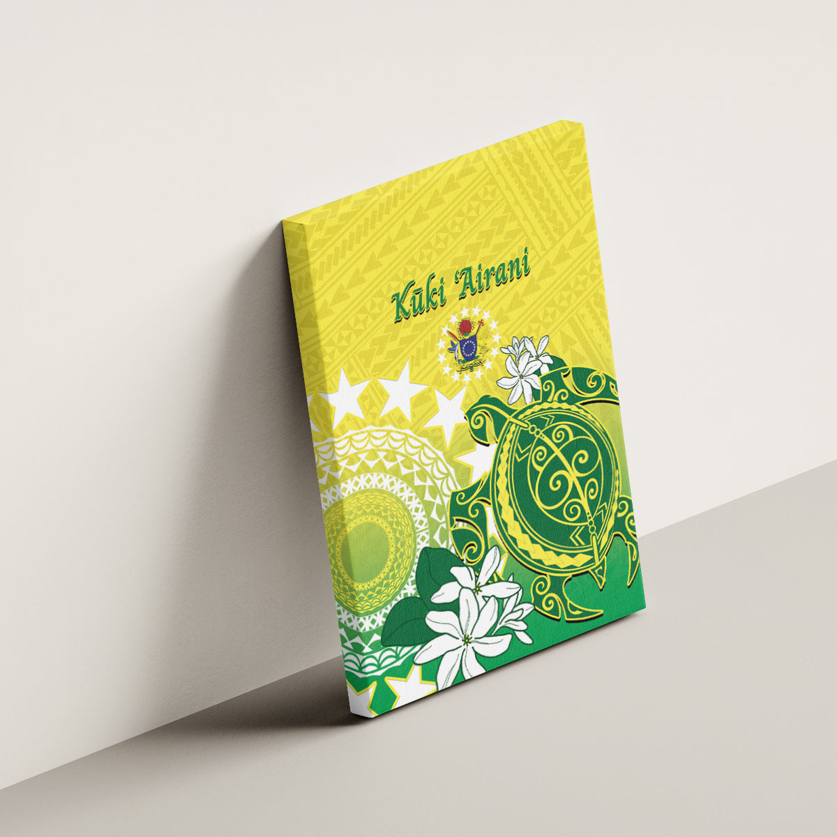 Cook Islands Independence Day Canvas Wall Art Kuki Airani Tiare Maori Polynesian Pattern - Green LT14 - Polynesian Pride