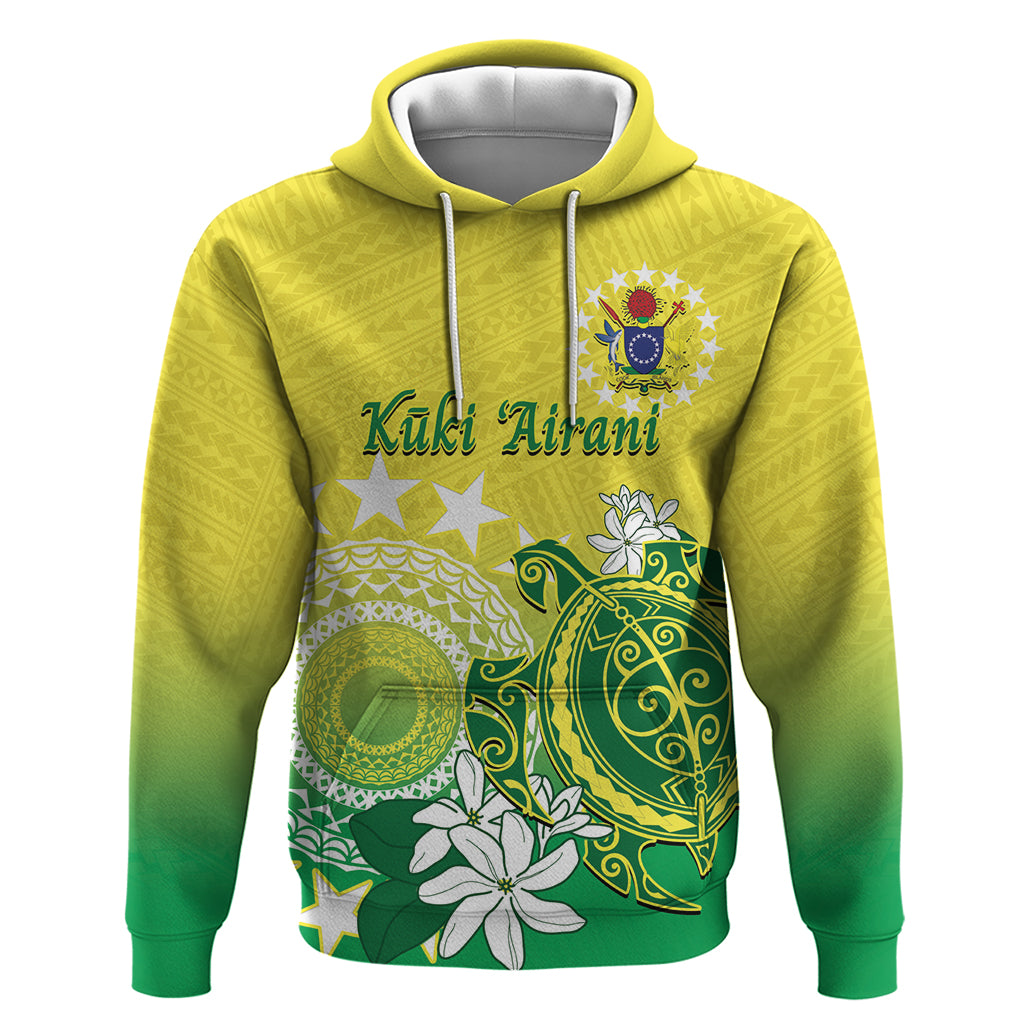 Cook Islands Independence Day Hoodie Kuki Airani Tiare Maori Polynesian Pattern - Green