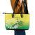 Cook Islands Independence Day Leather Tote Bag Kuki Airani Tiare Maori Polynesian Pattern - Green