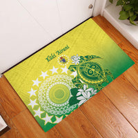 Cook Islands Independence Day Rubber Doormat Kuki Airani Tiare Maori Polynesian Pattern - Green LT14 Green - Polynesian Pride