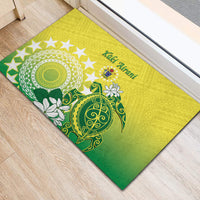 Cook Islands Independence Day Rubber Doormat Kuki Airani Tiare Maori Polynesian Pattern - Green LT14 - Polynesian Pride