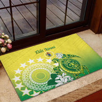 Cook Islands Independence Day Rubber Doormat Kuki Airani Tiare Maori Polynesian Pattern - Green LT14 - Polynesian Pride
