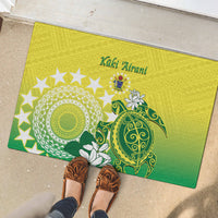 Cook Islands Independence Day Rubber Doormat Kuki Airani Tiare Maori Polynesian Pattern - Green LT14 - Polynesian Pride