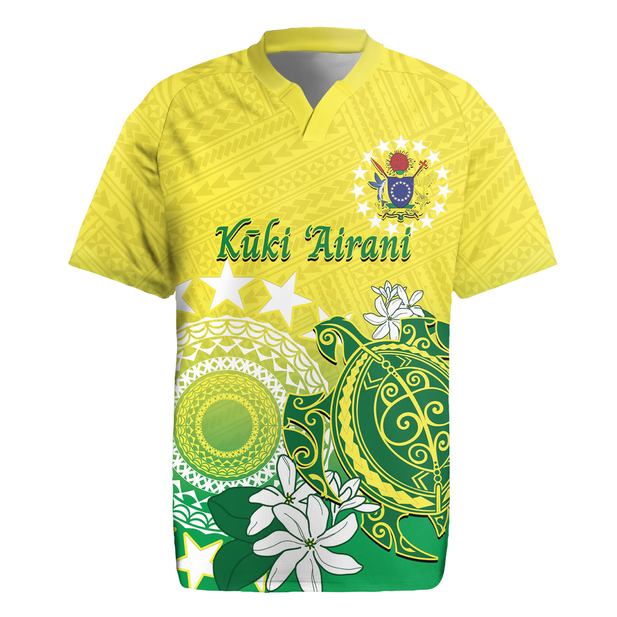 Cook Islands Independence Day Rugby Jersey Kuki Airani Tiare Maori Polynesian Pattern - Green LT14 Green - Polynesian Pride