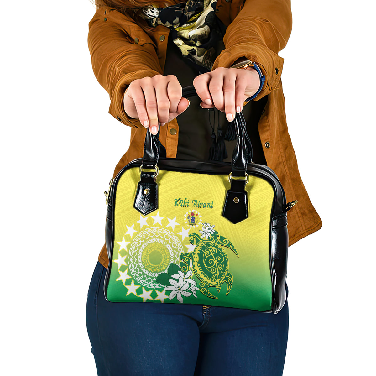 Cook Islands Independence Day Shoulder Handbag Kuki Airani Tiare Maori Polynesian Pattern - Green LT14 One Size Green - Polynesian Pride