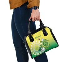 Cook Islands Independence Day Shoulder Handbag Kuki Airani Tiare Maori Polynesian Pattern - Green LT14 - Polynesian Pride