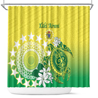 Cook Islands Independence Day Shower Curtain Kuki Airani Tiare Maori Polynesian Pattern - Green LT14 Green - Polynesian Pride