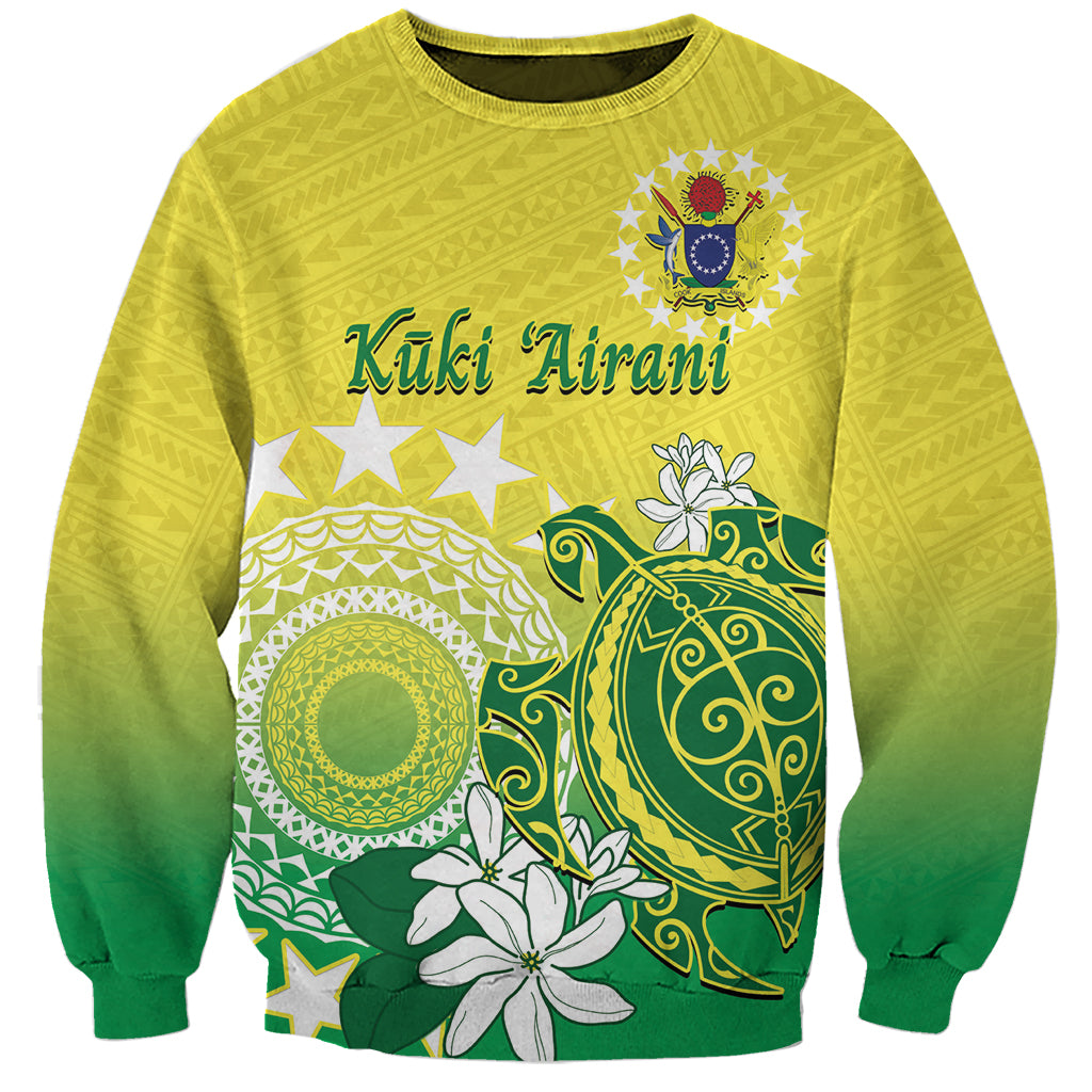 Cook Islands Independence Day Sweatshirt Kuki Airani Tiare Maori Polynesian Pattern - Green LT14 Unisex Green - Polynesian Pride
