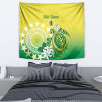 Cook Islands Independence Day Tapestry Kuki Airani Tiare Maori Polynesian Pattern - Green LT14 - Polynesian Pride