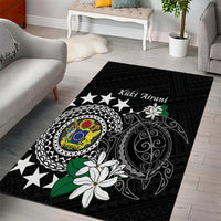 Cook Islands Independence Day Area Rug Kuki Airani Tiare Maori Polynesian Pattern - Black LT14 - Polynesian Pride