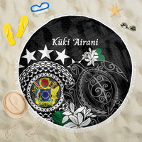 Cook Islands Independence Day Beach Blanket Kuki Airani Tiare Maori Polynesian Pattern - Black LT14 One Size 150cm Black - Polynesian Pride