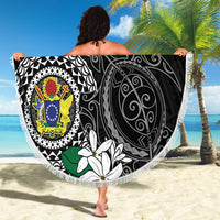 Cook Islands Independence Day Beach Blanket Kuki Airani Tiare Maori Polynesian Pattern - Black LT14 - Polynesian Pride