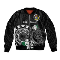 Cook Islands Independence Day Bomber Jacket Kuki Airani Tiare Maori Polynesian Pattern - Black LT14 Unisex Black - Polynesian Pride