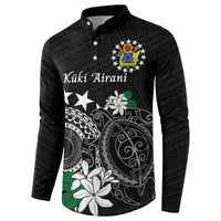 Cook Islands Independence Day Button Sweatshirt Kuki Airani Tiare Maori Polynesian Pattern - Black LT14 - Polynesian Pride