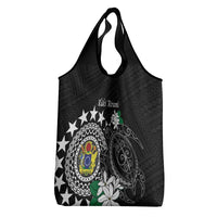Cook Islands Independence Day Grocery Bag Kuki Airani Tiare Maori Polynesian Pattern - Black LT14 - Polynesian Pride
