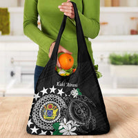 Cook Islands Independence Day Grocery Bag Kuki Airani Tiare Maori Polynesian Pattern - Black LT14 - Polynesian Pride