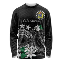 Cook Islands Independence Day Long Sleeve Shirt Kuki Airani Tiare Maori Polynesian Pattern - Black LT14 Unisex Black - Polynesian Pride
