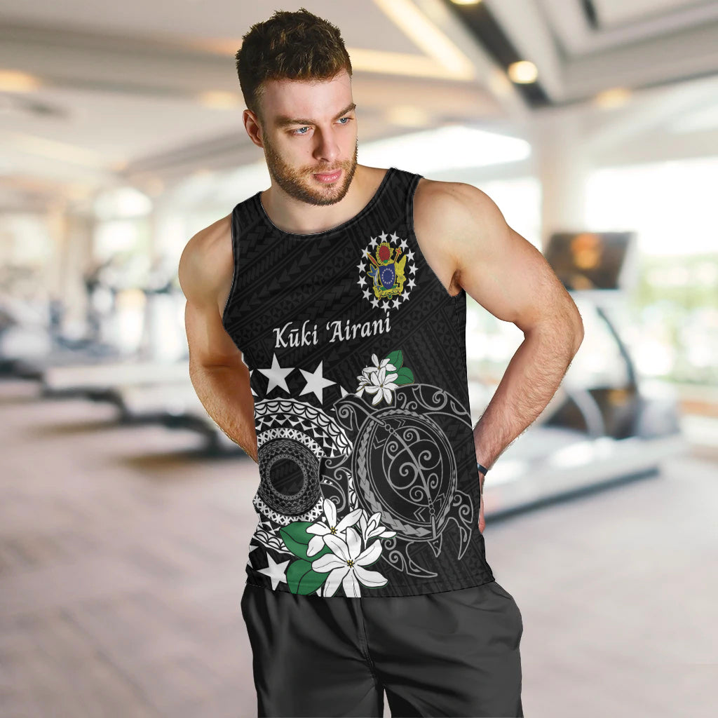Cook Islands Independence Day Men Tank Top Kuki Airani Tiare Maori Polynesian Pattern - Black LT14 Black - Polynesian Pride
