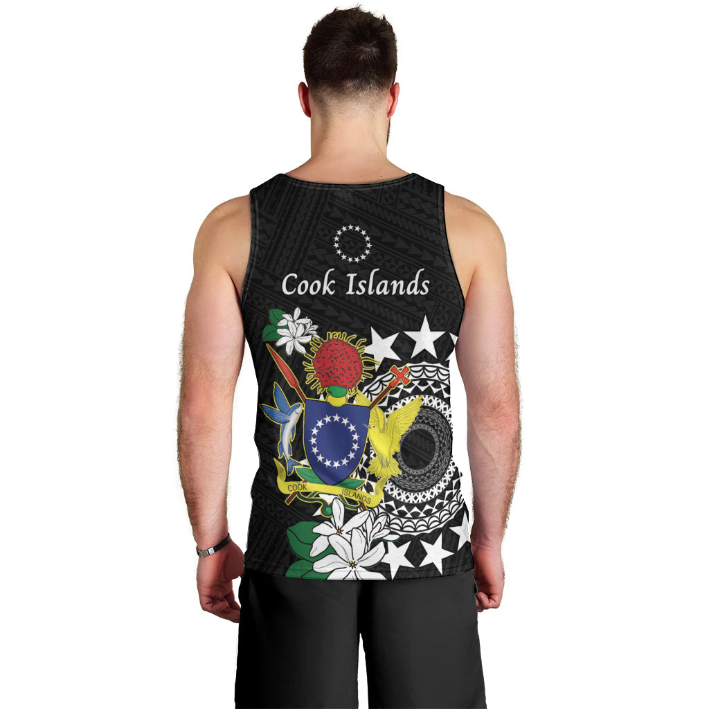 Cook Islands Independence Day Men Tank Top Kuki Airani Tiare Maori Polynesian Pattern - Black LT14 - Polynesian Pride