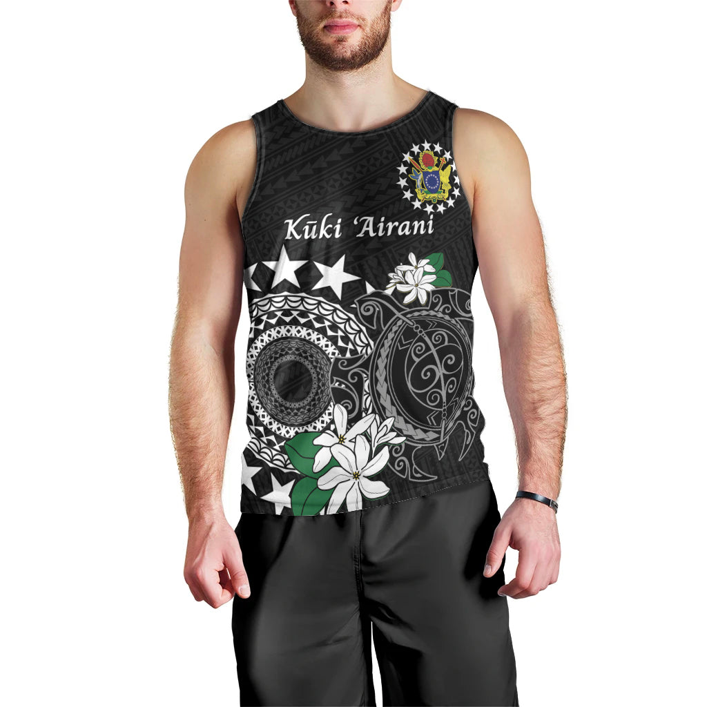 Cook Islands Independence Day Men Tank Top Kuki Airani Tiare Maori Polynesian Pattern - Black LT14 - Polynesian Pride