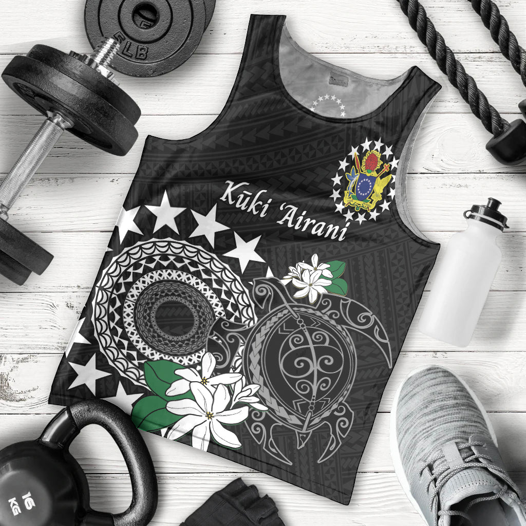 Cook Islands Independence Day Men Tank Top Kuki Airani Tiare Maori Polynesian Pattern - Black LT14 - Polynesian Pride