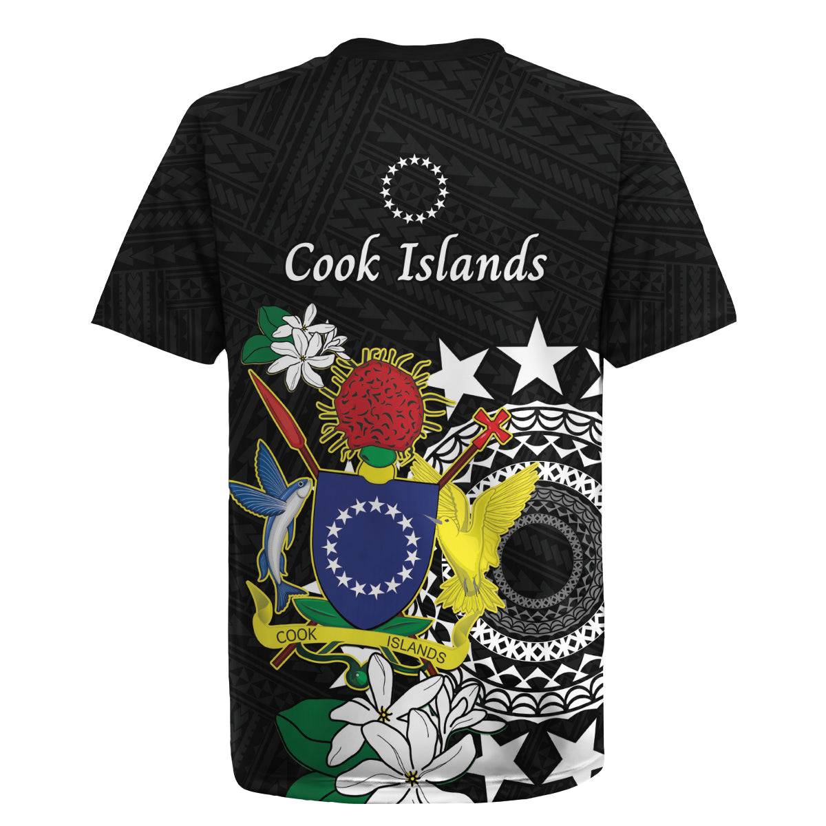 Cook Islands Independence Day Rugby Jersey Kuki Airani Tiare Maori Polynesian Pattern - Black LT14 - Polynesian Pride