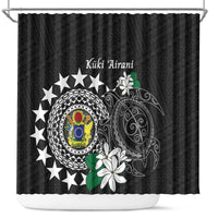 Cook Islands Independence Day Shower Curtain Kuki Airani Tiare Maori Polynesian Pattern - Black LT14 Black - Polynesian Pride