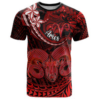 Polynesian Pride Aries Zodiac T Shirt Astrological Sign Tribal Plumeria Red Galaxy LT14 Red - Polynesian Pride