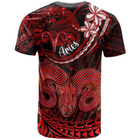 Polynesian Pride Aries Zodiac T Shirt Astrological Sign Tribal Plumeria Red Galaxy LT14 - Polynesian Pride