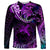 Polynesian Pride Sagittarius Zodiac Long Sleeve Shirt Astrological Sign Tribal Plumeria Purple Galaxy LT14 Unisex Purple - Polynesian Pride