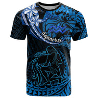 Polynesian Pride Aquarius Zodiac T Shirt Astrological Sign Tribal Plumeria Blue Galaxy LT14 Blue - Polynesian Pride